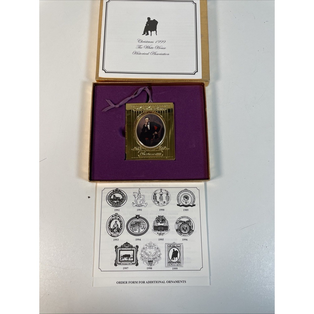 White House Historical Association ornament 1999 Abraham Lincoln Complete W/box - Picture 5 of 10